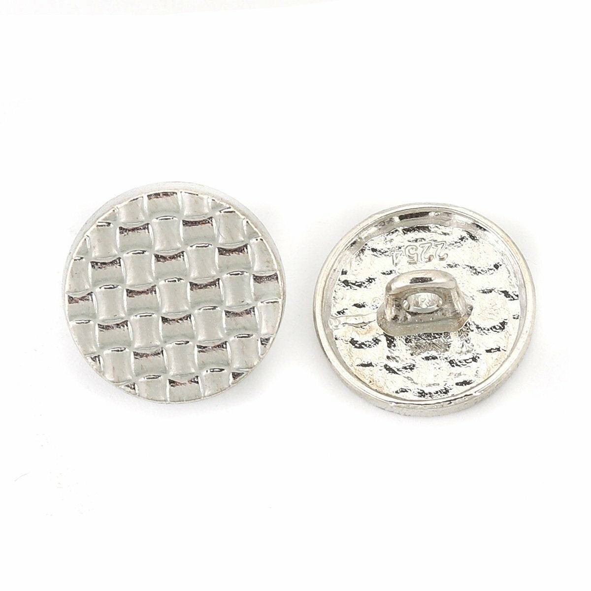 10 Silver, Gold or Black Metal Shank Buttons - 15mm - Grid Checker Design - Lead