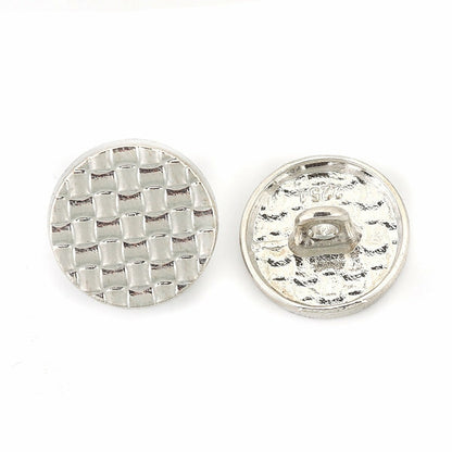 10 Silver, Gold or Black Metal Shank Buttons - 15mm - Grid Checker Design - Lead