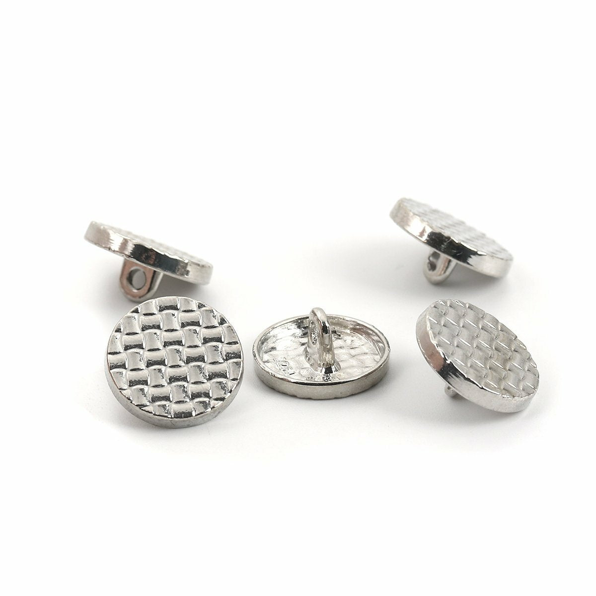 10 Silver, Gold or Black Metal Shank Buttons - 15mm - Grid Checker Design - Lead