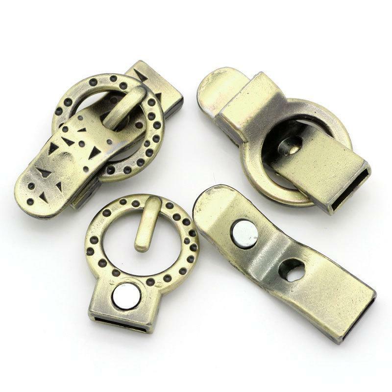 2 Antique Bronze Magnetic Buckle Clasp - 3.3cm x 2.2cm (1 1/4 Inch) -  Antiqued