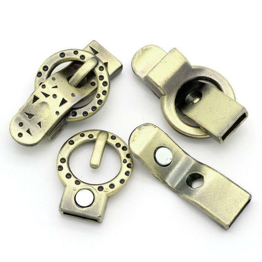 2 Antique Bronze Magnetic Buckle Clasp - 3.3cm x 2.2cm (1 1/4 Inch) -  Antiqued