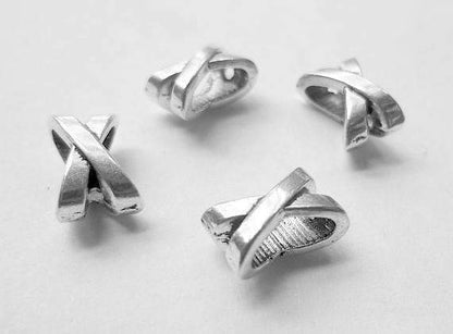 10 Silver Slider Spacer Beads - 10mm x 7mm