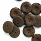 Dark Brown Carved Wooden Buttons - Carved Flower - 25mm (1 inch) - 2 Holes