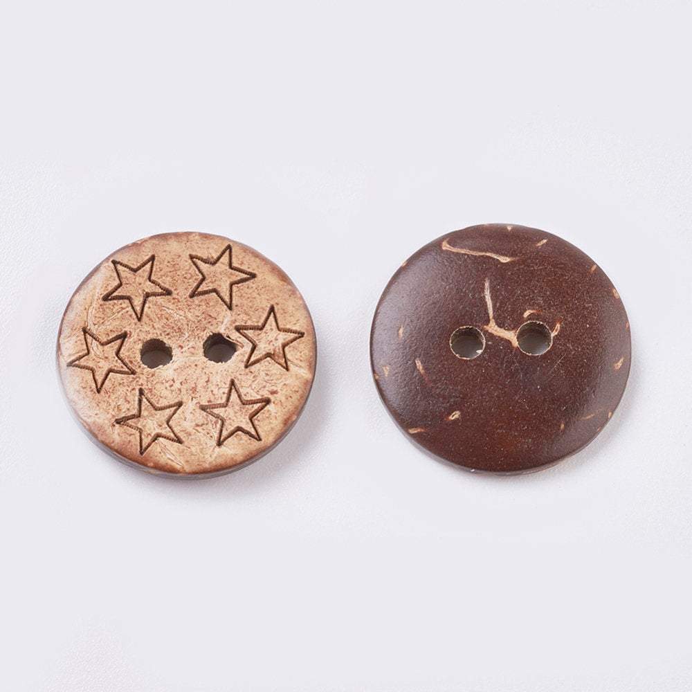 10 Bulk Mixed Coconut Shell Wooden Buttons - 17mm (5/8 inch) - 2 Hole