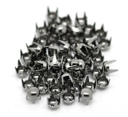 100 Gunmetal Rivet Stud Spikes - 4mm - 4 Legs - Metal - Rivets Studs Spike (B189