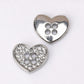 Silver Heart Buttons with Rhinestones - 12mm x 10mm - 2 Hole - Mini Silver Heart