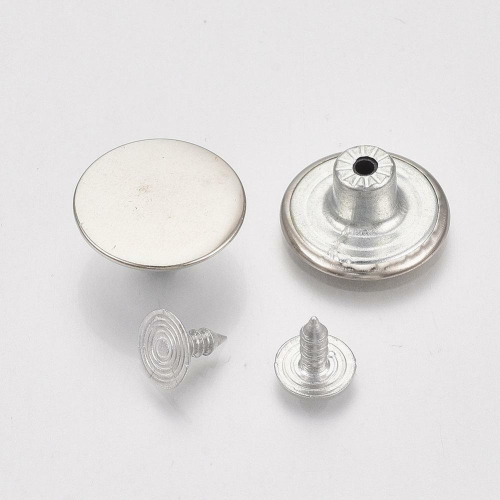 10 Silver Metal Jean Tacks - Jean Buttons -  17mm x 8mm - Metal - Screw Back - N
