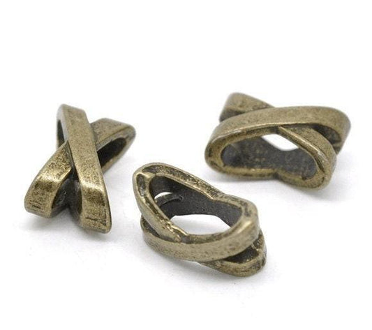 Bronze slider spacer beads - 10mm x 7mm - bronze slider bead for leather cord or