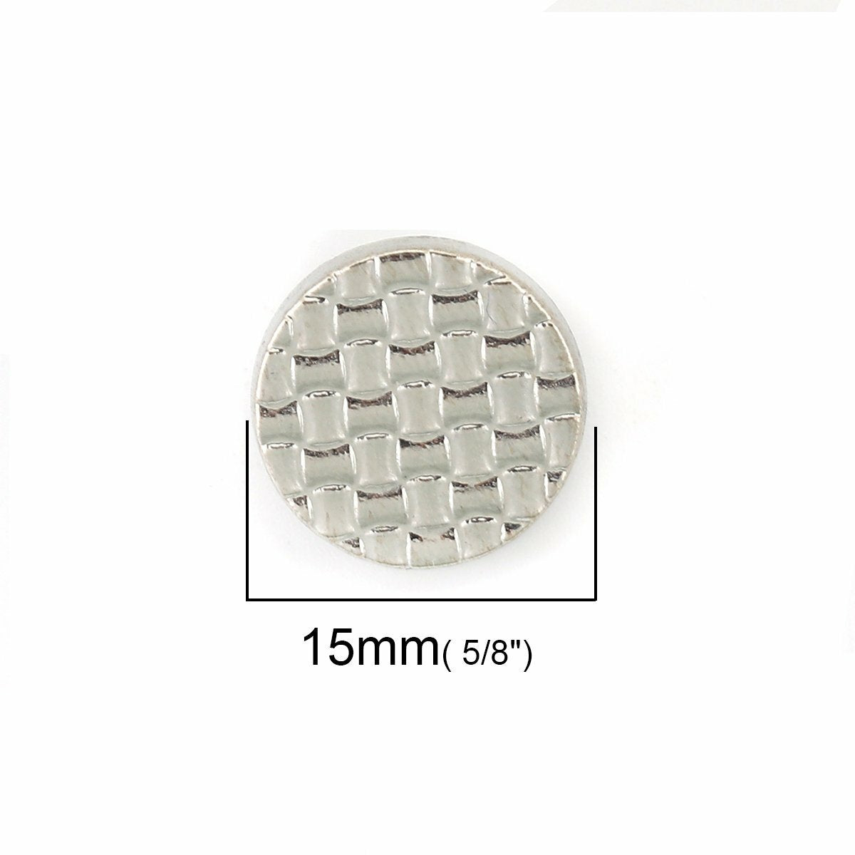 10 Silver, Gold or Black Metal Shank Buttons - 15mm - Grid Checker Design - Lead