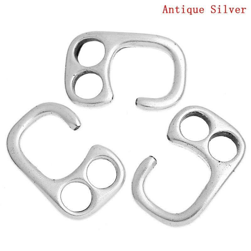 5 Silver Hook Clasps - 26mm x 17mm(1" x  5/8") -  Metal - Silver Clasp