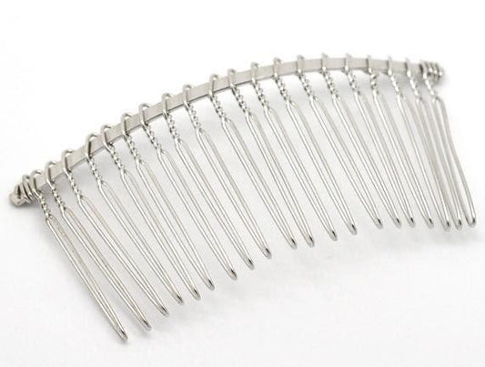 5 Silver Hair Combs - Nickel Free - Lead Free - Wedding Bridal Comb - 78mm x 38m