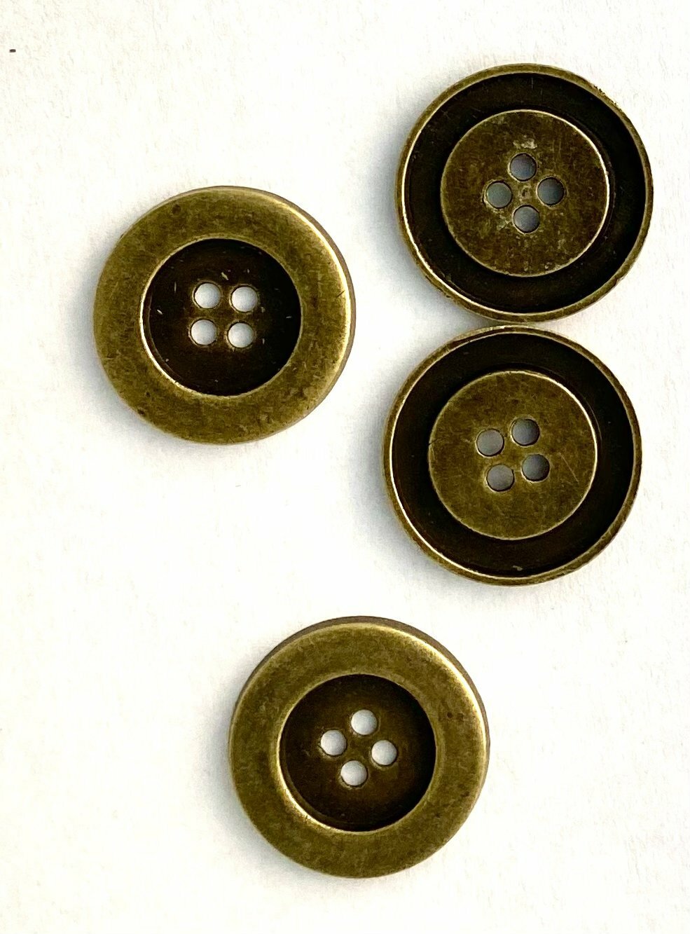 10 - 25mm Antique Bronze Metal Button - 4 Holes - 25mm (1 inch) - Sewing Metal B
