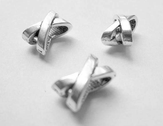 10 Silver Slider Spacer Beads - 10mm x 7mm