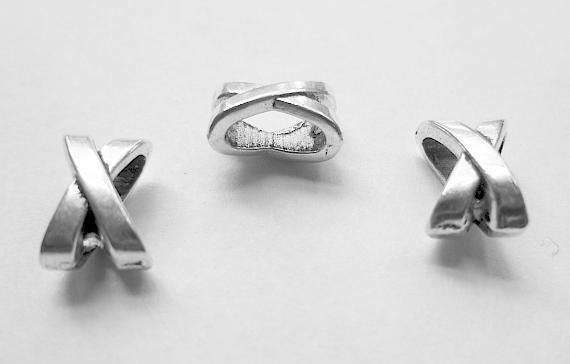 10 Silver Slider Spacer Beads - 10mm x 7mm