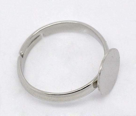20 Adjustable Ring Base - Silver Finish - Lead Nickel Free -  18mm - Pad 10mm