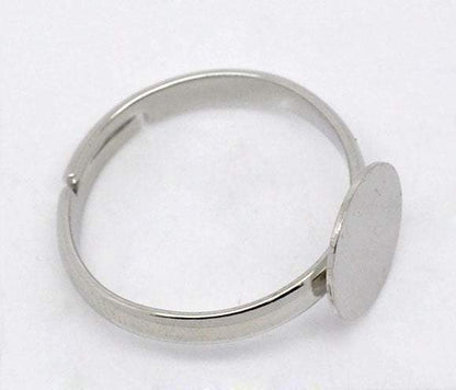 20 Adjustable Ring Base - Silver Finish - Lead Nickel Free -  18mm - Pad 10mm
