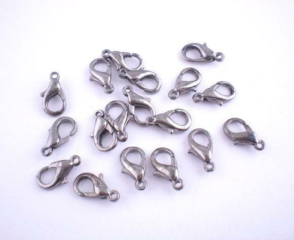100 Gunmetal Lobster Clasps - 12mm x 6mm