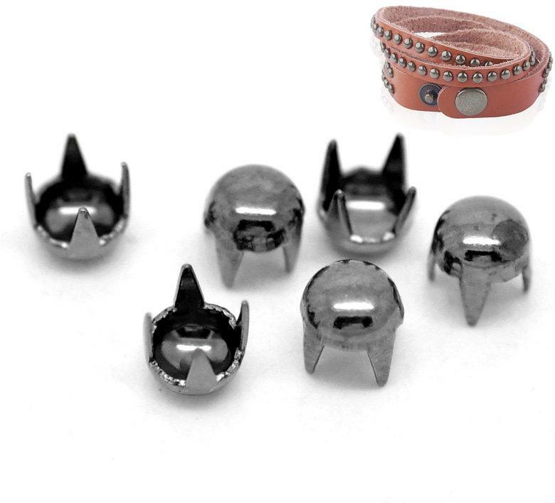 100 Gunmetal Rivet Stud Spikes - 4mm - 4 Legs - Metal - Rivets Studs Spike (B189