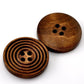 Chestnut Brown Wooden Buttons - 20mm - 3/4 inch - 4 Hole