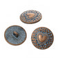 Metal shank sewing buttons - round antique copper patina - Heart Design - 18mm - metal buttons - shank buttons B55752