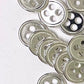 Silver Buttons Round - Shiny Silver - 4 Holes - 20mm -  Metal Sewing Button - Lead Nickel Cadmium Safe (003S-RS)