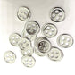 Silver Buttons Round - Shiny Silver - 4 Holes - 20mm -  Metal Sewing Button - Lead Nickel Cadmium Safe (003S-RS)