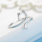 Knitting Adjustable Ring / Silver Tension Ring / Cat Design / Knitting Tool / Finger Yarn Guide / Gift for Knitters (859)