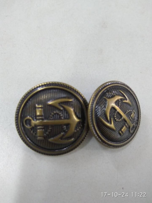 Large Bronze Nautical Anchor Buttons / Shank / 25mm in Diameter (1 inch) 06-025mm