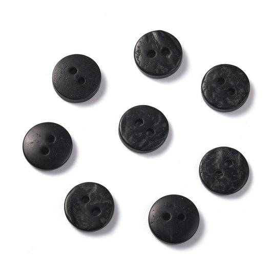 Black Coconut Wood Buttons - 12mm - Wood Buttons - Coconut Wood (C001-01B)