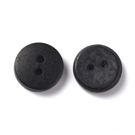 Black Coconut Wood Buttons - 12mm - Wood Buttons - Coconut Wood (C001-01B)