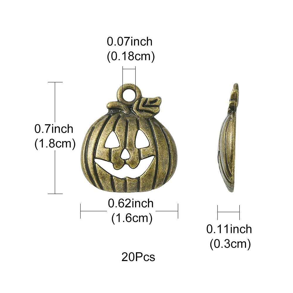 Antique Bronze Pumpkin Charm ? Lead & Cadmium Free | Fall Jewelry Supplies | Halloween Pendant | 18x16mm