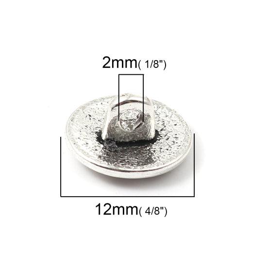 Metal shank sewing buttons - round antique silver - 12mm - metal buttons - shank buttons - lead nickel safe(671)