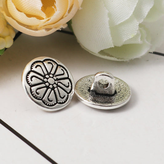 Metal shank sewing buttons - round antique silver - 12mm - metal buttons - shank buttons - lead nickel safe(671)