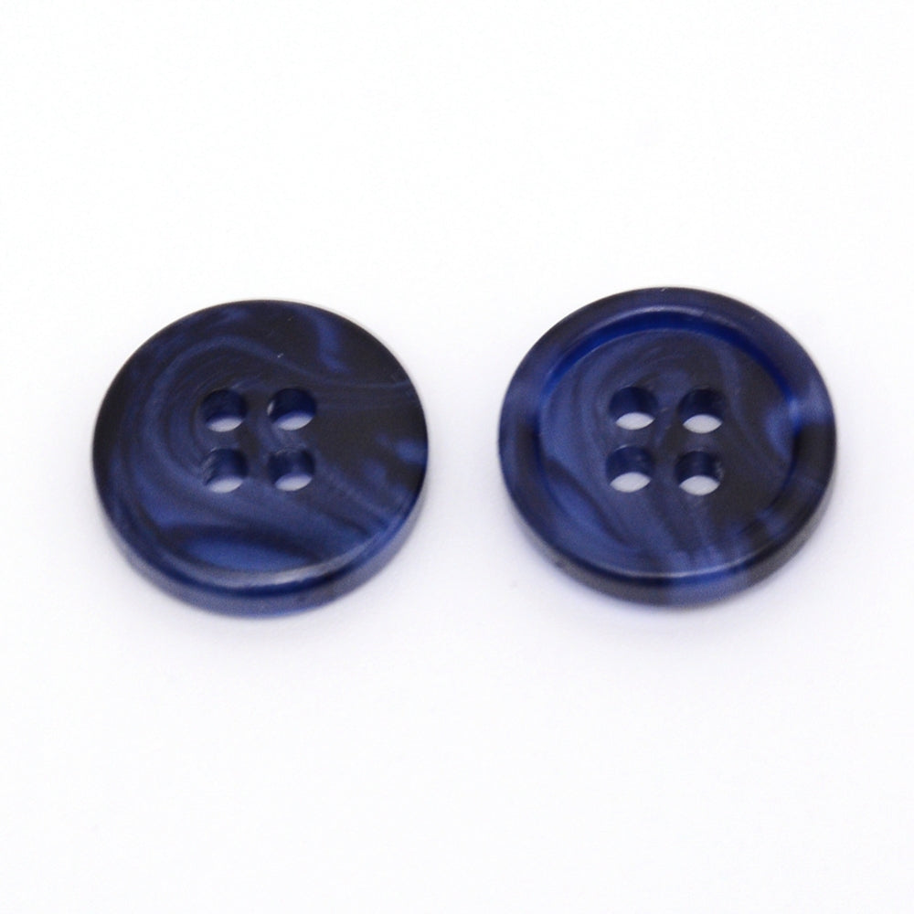 Dark Blue Resin Buttons – 15mm – 4‑Hole – Acrylic Craft &amp; Sewing Buttons (Set of 10)(01A-03)