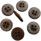 Brown Wooden Button - Patterned Rim - 15mm - 4 Hole - Wood Button (FNA160L) (Copy)