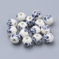 Porcelain Blue & White Floral Beads • 12mm Ceramic Beads • Jewelry Making Supplies • Set of 10 (12mm-4)