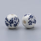 Porcelain Blue & White Floral Beads • 12mm Ceramic Beads • Jewelry Making Supplies • Set of 10 (12mm-4)