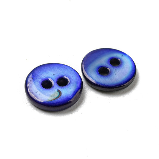 Small Blue Shell buttons - 9mm -  Mother of Pearl Shell Button  (01A-07)