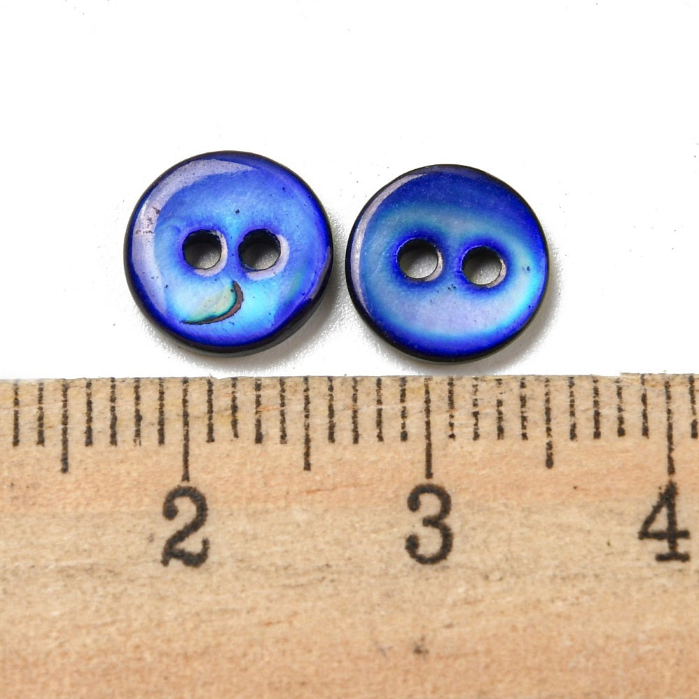 Small Blue Shell buttons - 9mm -  Mother of Pearl Shell Button  (01A-07)