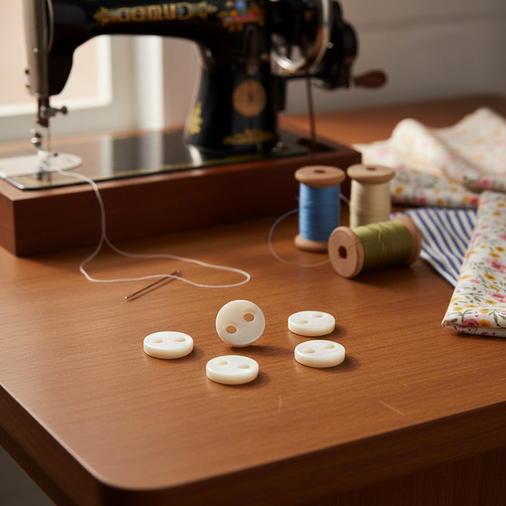 Small White Shell Buttons - White - 2 hole - 6.5mm to 7mm - Natural Shell  (04)