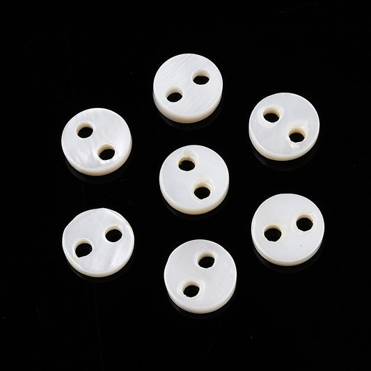 Small White Shell Buttons - White - 2 hole - 6.5mm to 7mm - Natural Shell  (04)