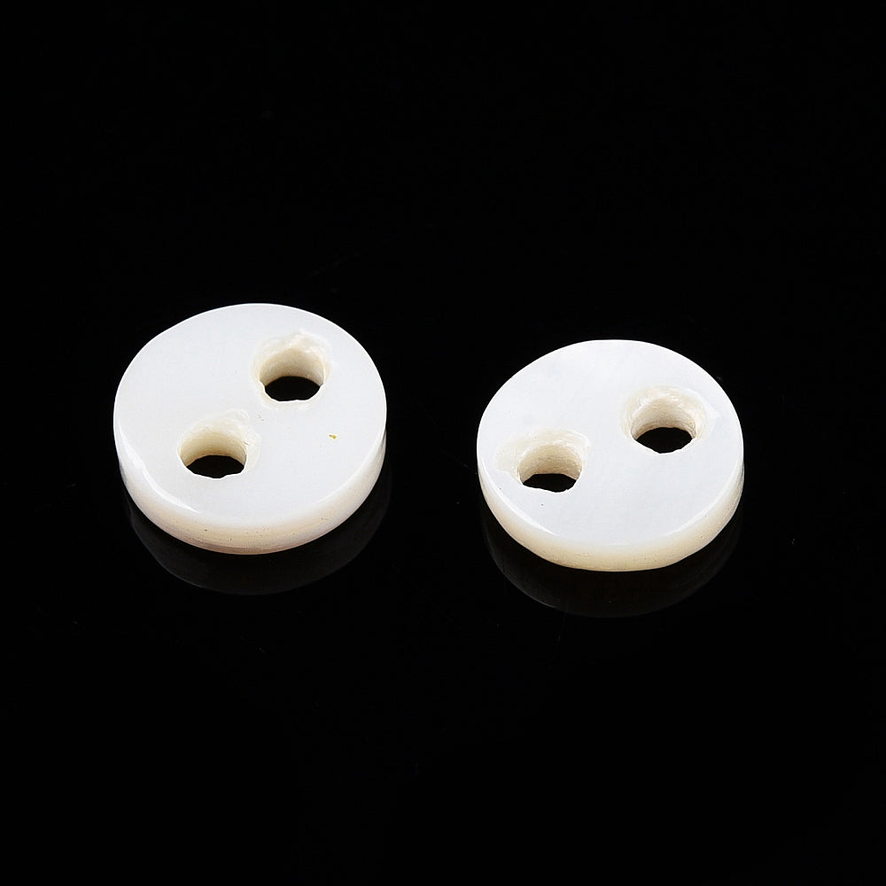 Small White Shell Buttons - White - 2 hole - 6.5mm to 7mm - Natural Shell  (04)