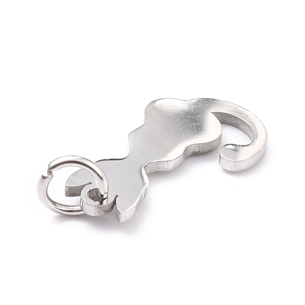 Tiny Silver Cat Charm | Feline Pendant | Kitty Pendant | 15.5mm long, 9mm wide, 3mm thick, hole: 3mm (01P)