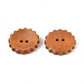 Wooden Button - Brown - 27mm (Approx. 1 inch) - Gear Shape - 2 Hole - Sewing Wood Buttons (34C)