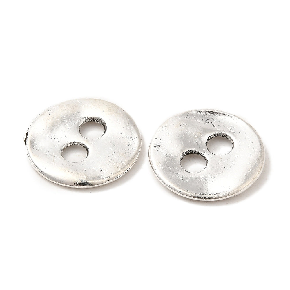 10 Antique Silver Metal Buttons 13mm X 13mm - 2 Hole Silver Button (171)