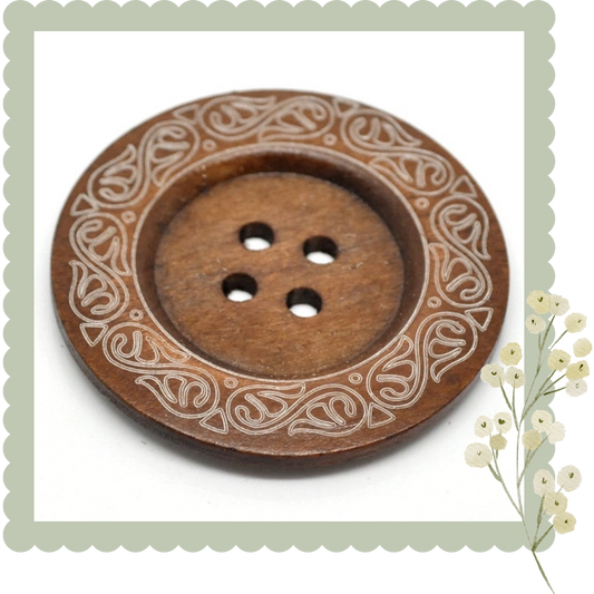 1 Extra Large Wooden Button - 2 3/8 inch - 6cm - Wood Buttons - Decorative  - 1 piece