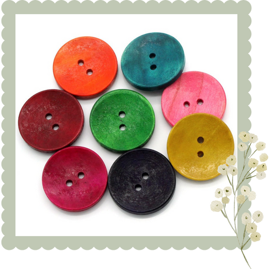 1 inch Mixed Color Wooden Buttons - 25mm (1 inch)-  Mixed Colors - 2 Hole - Mixed Wood Button (B0251693)