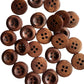 10 Wood Buttons - 18mm - Carved Circles - Double Ring - Brown Wooden Button (butt-18mm-brown-crcl-a)