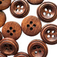 10 Wood Buttons - 18mm - Carved Circles - Double Ring - Brown Wooden Button (butt-18mm-brown-crcl-a)