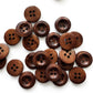 10 Wood Buttons - 18mm - Carved Circles - Double Ring - Brown Wooden Button (butt-18mm-brown-crcl-a)